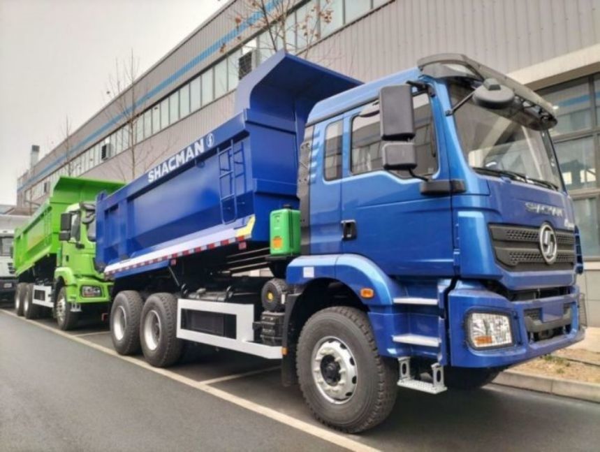 SHACMAN Dump Truck 6x4 H3000 340 EuroII Blue Cargo box cho máy bơm loại U