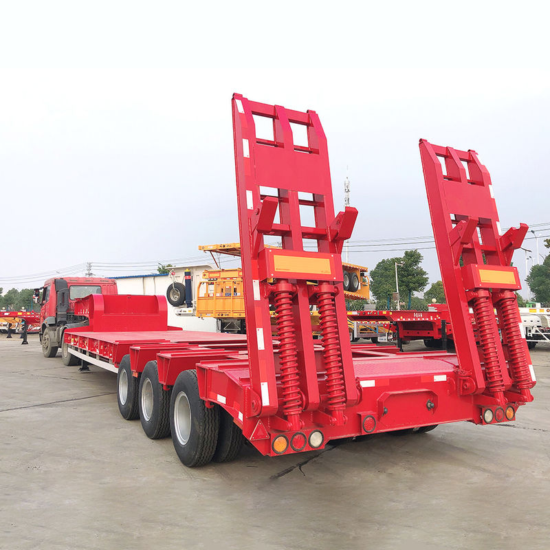 CIMC 3 Trục LowBed Semi Trailer Truck Trailer Thiết bị vận chuyển Hydraulic Lifting Low Boy Trailer FUWA Trục nặng Dut