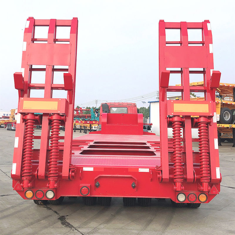 CIMC 3 Trục LowBed Semi Trailer Truck Trailer Thiết bị vận chuyển Hydraulic Lifting Low Boy Trailer FUWA Trục nặng Dut