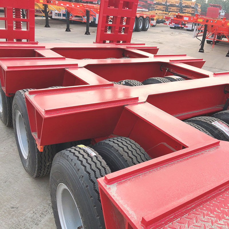 CIMC 3 Trục LowBed Semi Trailer Truck Trailer Thiết bị vận chuyển Hydraulic Lifting Low Boy Trailer FUWA Trục nặng Dut