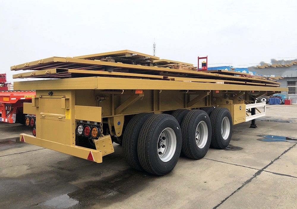 CIMC HUAJUN 3 axle side tipper Semi trailer với khóa bar ở cả hai bên 60 tấn Semi trailer