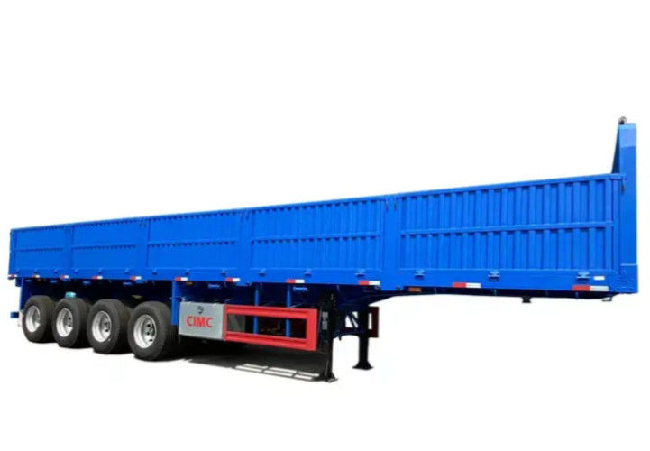 CIMC 4 trục bán xe kéo phẳng với tường bên 1000mm xe kéo vận chuyển 40t